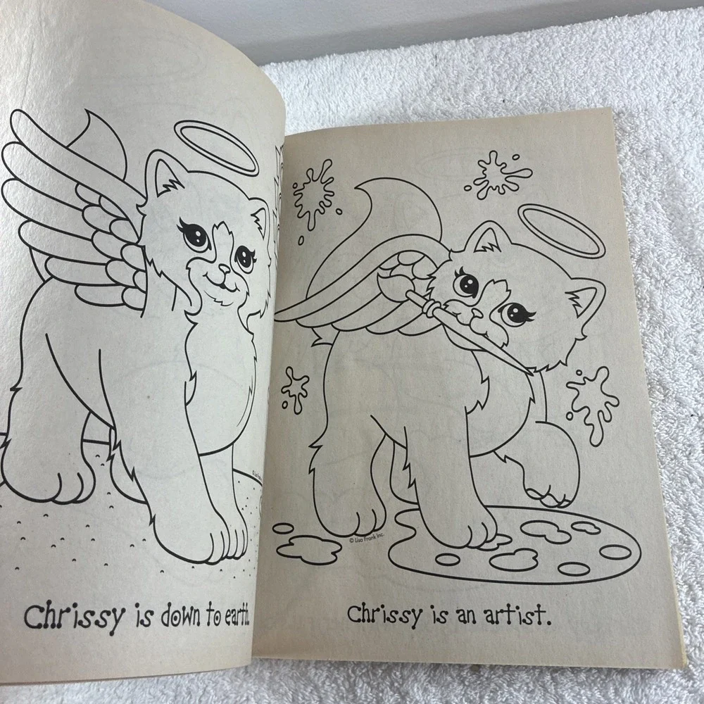 Vintage Lisa Frank Chrissy the Angel Kitty Coloring Book Bright Colorful